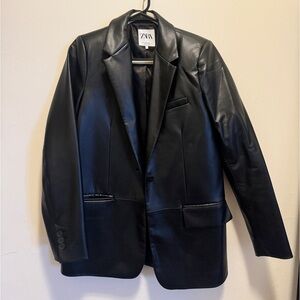 Zara Faux Leather Blazer